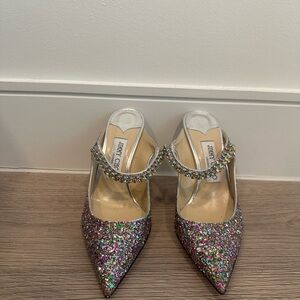 Jimmy Choo Bing Sparkle Crystal Mules in Multicolor - Size 7